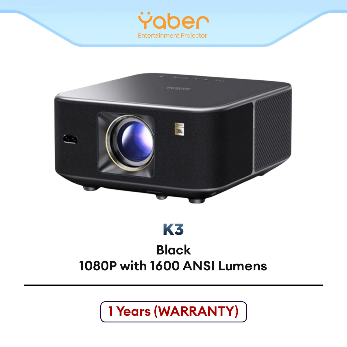 YABER Projector K3 Premier Theater | 1080P with 1600 ANSI Lumens