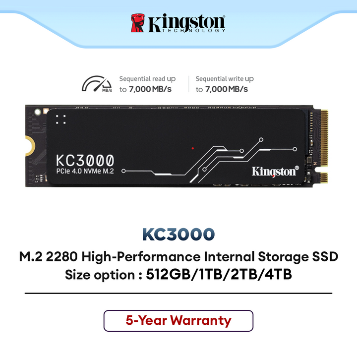 Kingston KC3000 PCIe 4.0 NVMe M.2 2280 High-Performance Internal