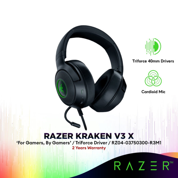 Razer Kraken V3 X Wired USB Gaming Headset | Razer™ TriForce Driver | Razer Chroma RGB 7.1 (RZ04-03750300-R3M1)