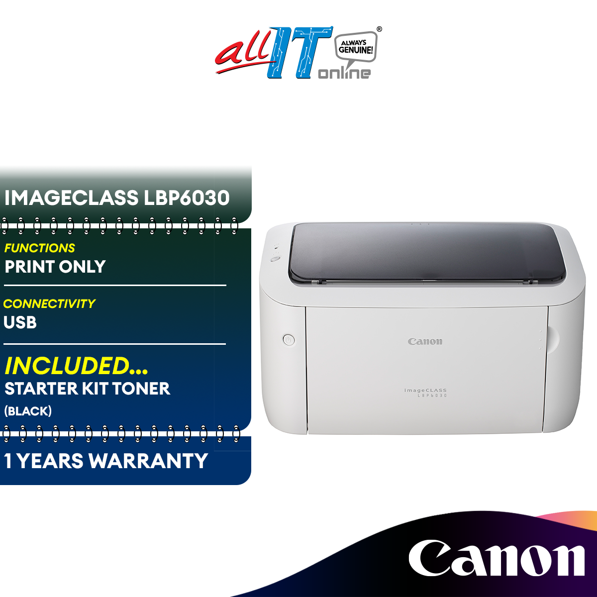 Canon ImageClass LBP6030 Laser Shot Printer – ALL IT Hypermarket