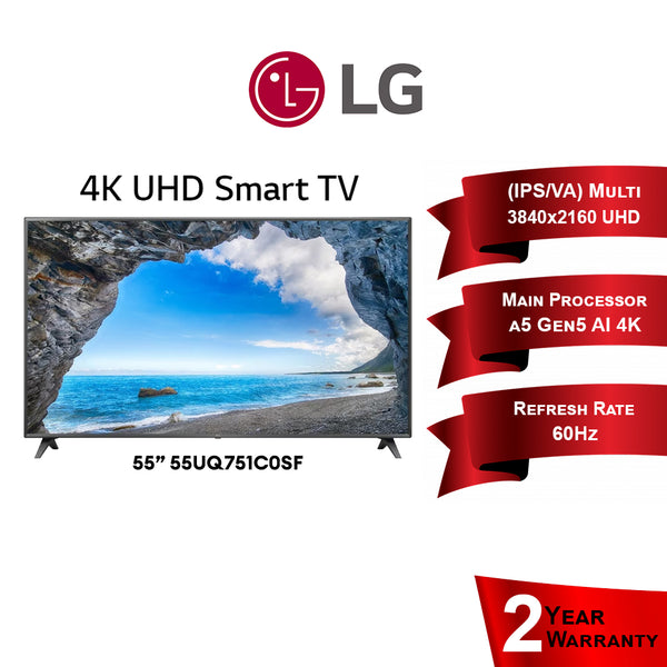LG 55" 55UQ751C0SF (IPS, VA) Multi Panel 60Hz HDR10 4K UHD Smart TV