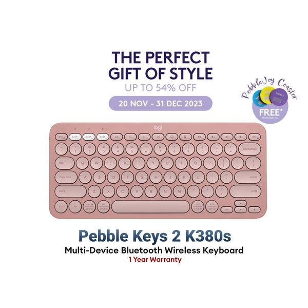 Logitech Pebble Keys 2 K380s, Multi-Device Bluetooth Wireless Keyboard with Customizable Shortcuts, Slim and Portable