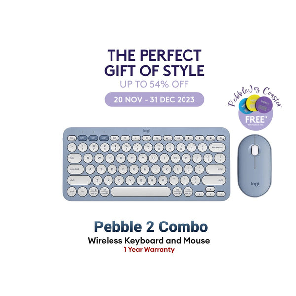 Logitech Pebble 2 Combo, Wireless Keyboard and Mouse, Quiet and Portable, Customizable, Logi Bolt, Bluetooth