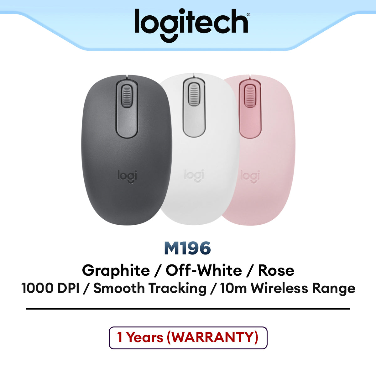 Logitech M196 Bluetooth Mouse with Compact, Contoured Shape Design | 1 ...