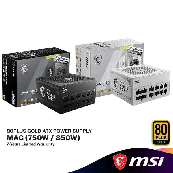 MSI MAG A850GL PCIE5 750W 850W Power Supply | 80+ GOLD PSU