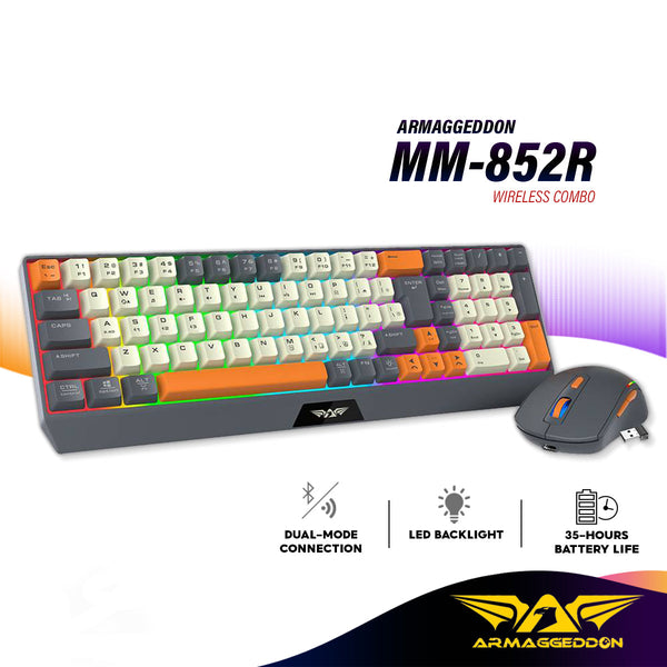 Armaggeddon MM 852R DUO Stealth Dual-Mode Connectivity Gaming Keyboard and Mouse Combo with Long Battery Life