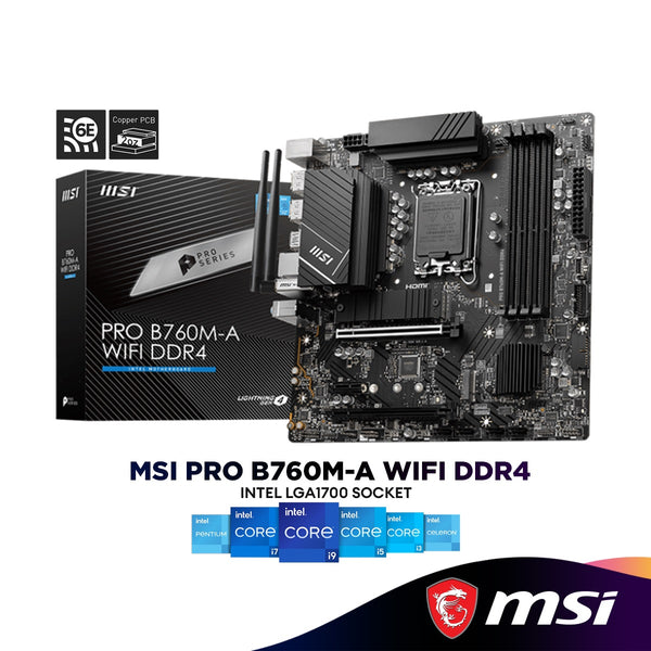 MSI PRO B760M-A WIFI DDR4 Micro ATX (mATX) Intel Motherboard | Intel LGA1700 Socket