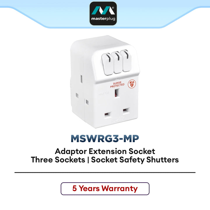 Masterplug Extension Lead with Individual Switches for Home & Office 3 ...