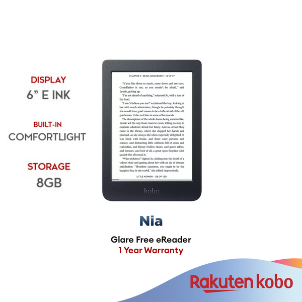 Rakuten Kobo E-Reader Nia (6" Inches) - N306-KU-BK-K-EP