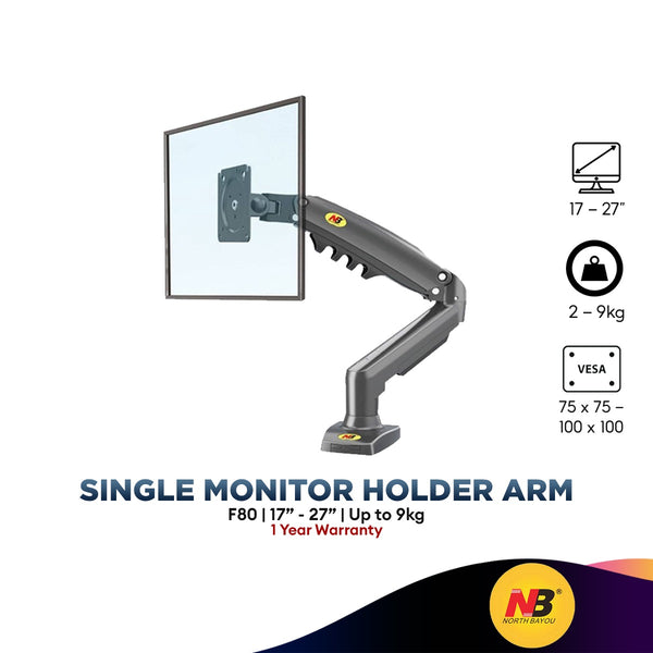 NB North Bayou F80 17 to 27 Inch Gas Strut Monitor Desktop Bracket Holder Arm Desk Mount