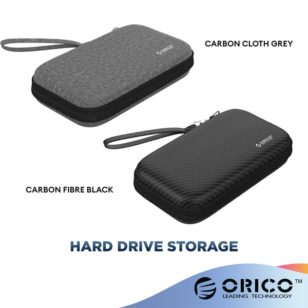 Orico 2.5 Inch Hard Drive Carbon Fibre Medium Storage Bag - Black / Grey