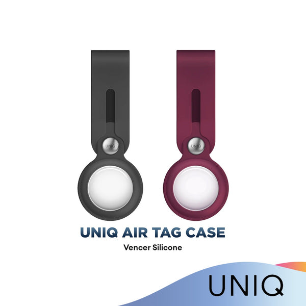 Uniq Vencer Silicone Air Tag Case - Dark Grey / Maroon