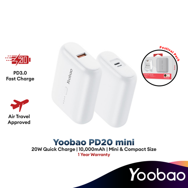 Yoobao PD20 Mini I 10000mAh Fast Charging Super Mini Power Bank/ Festival Pack I PD 20W Charger Set QC18W/PD20W