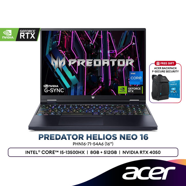 Acer Predator Helios Neo 16 PHN16-71-54A6 16" Gaming Laptop (Intel® Core™ i5-13500HX | 8GB | 512GB SSD | NVIDIA RTX4050)