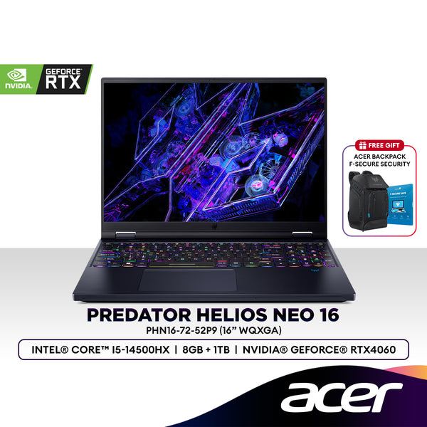 Acer Predator Helios Neo 16 PHN16-72-52P9 16" Gaming Laptop (Intel® Core™ i5-14500HX | 8GB | 1TB SSD |  RTX™ 4060)
