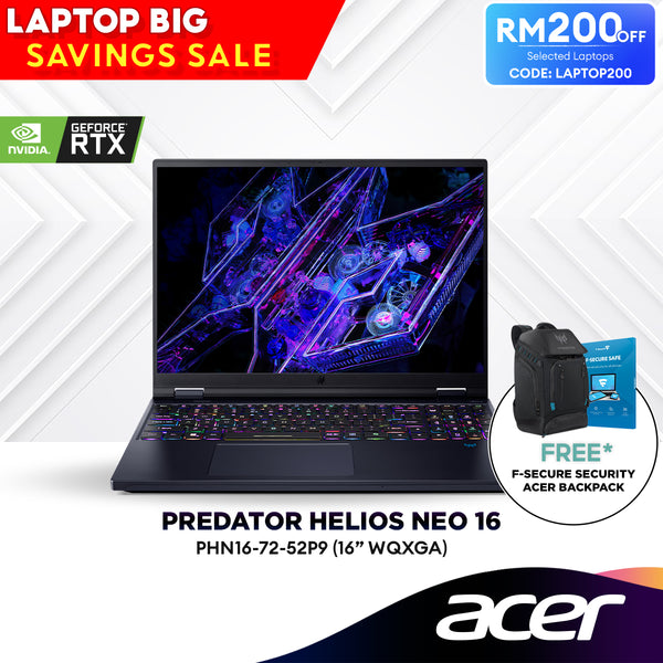 [LAPTOP200] Acer Predator Helios Neo 16 PHN16-72-52P9 16" Gaming Laptop (Intel® Core™ i5-14500HX | 8GB | 1TB SSD |  RTX™ 4060)