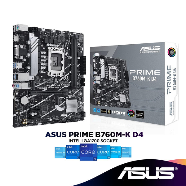 Asus PRIME B760M-K D4 Micro ATX (mATX) Intel Motherboard | Intel LGA1700 Socket