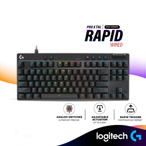 Logitech G PRO X TKL RAPID Wired Gaming Keyboard with Analog Switches, Rapid Trigger, Adjustable Actuation, RGB Light