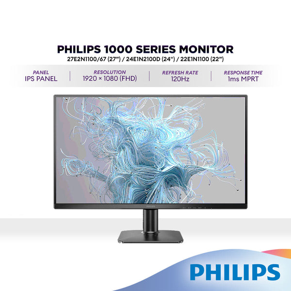 Philips 27E2N1100 (27") / 24E1N2100D (23.8") / 22E1N1100 (21.5") FHD IPS 120Hz Low Blue Light Office Monitor