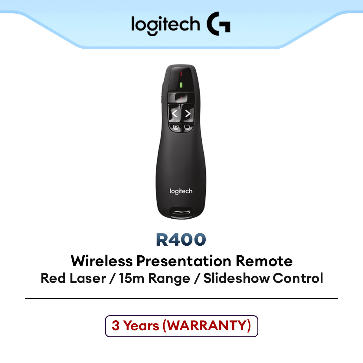 Logitech R400 Wireless Presenter Presentation Remote USB-Receiver, Red ...