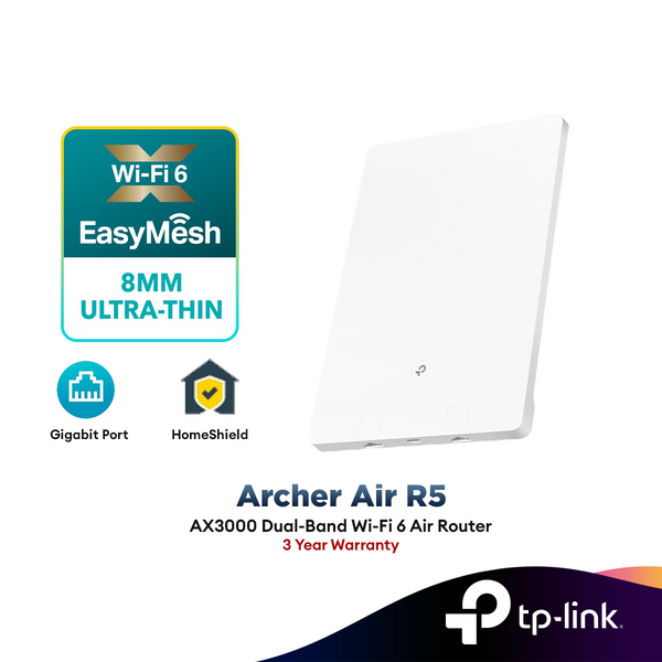 TP-Link Archer Air R5 AX3000 Dual-Band Wi-Fi 6 Ultra-Thin Air Router with EasyMesh HomeShield