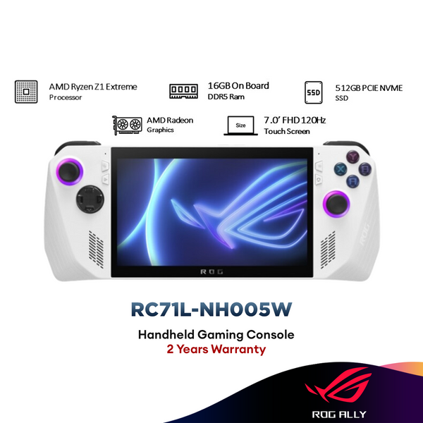Asus ROG ALLY RC71L-NH005W Gaming Handheld (AMD Ryzen™ Z1 Extreme | 16GB + 512GB | 7" FHD Touch 120Hz)
