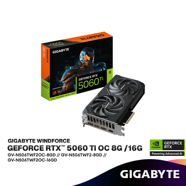 GIGABYTE WINDFORCE OC RTX 5060 Ti 8GB / 16GB GDDR7 Graphics Card
