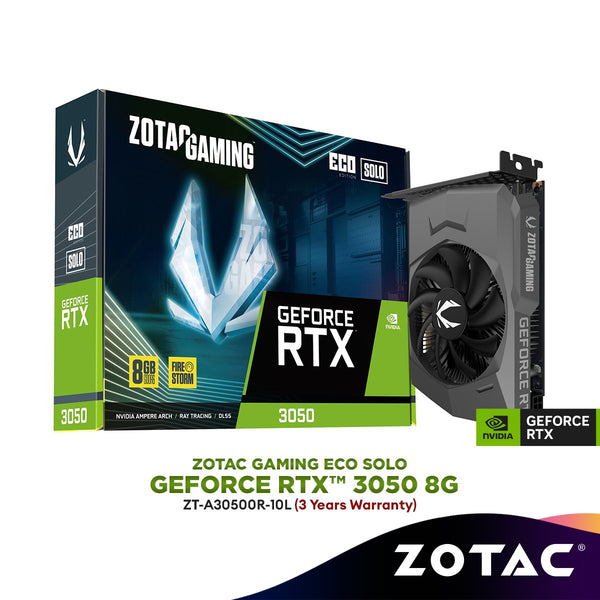 ZOTAC GAMING GeForce RTX 3050 ECO SOLO 8GB GDDR6 Compact Graphics Card | ZT-A30500R-10L