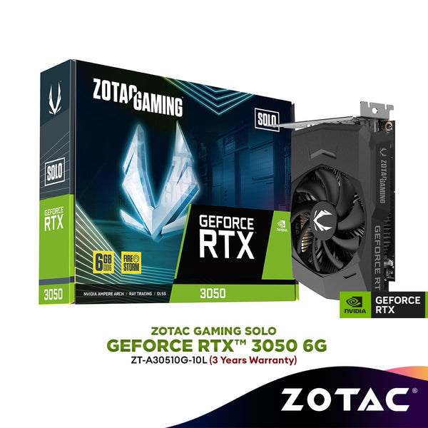 ZOTAC GAMING GeForce RTX 3050 SOLO 6GB GDDR6 Compact Graphics Card | ZT-A30510G-10L