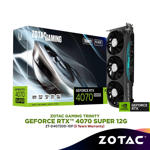 ZOTAC GAMING GeForce RTX 4070 SUPER Trinity Black Edition 12GB GDDR6 Graphics Card | ZT-D40720D-10P