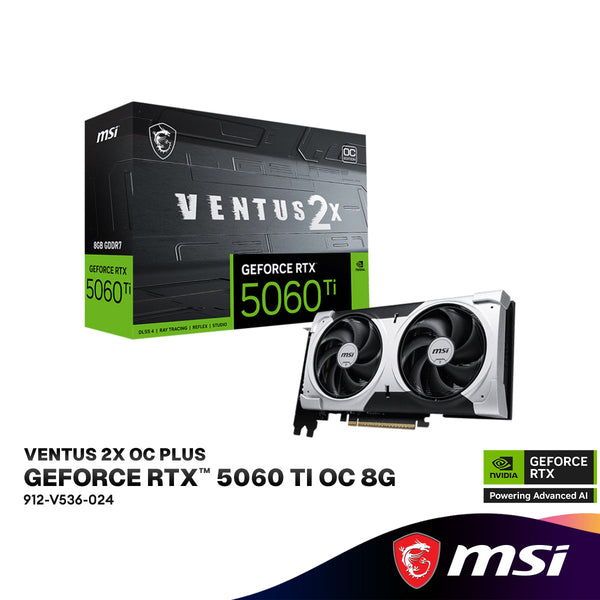 MSI GeForce RTX 5060 Ti 8GB VENTUS 2X OC PLUS GDDR7 Graphics Card | 912-V536-024