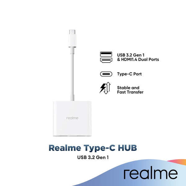 Realme Type-C HUB - USB 3.2 Gen1 & HDMI1.4 Dual Ports | Type-C Port - RMW2022
