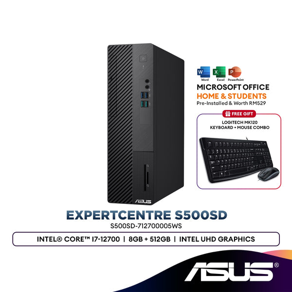 Asus ExpertCentre Desktop PC (Intel® Core™ i7-12700 | 8GB | 512GB SSD | Intel UHD Graphics | H&S) S500SD-712700005WS