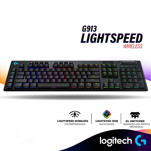 Logitech G913 LIGHTSPEED Wireless RGB Mechanical Gaming Keyboard | Low Profile GL Switches