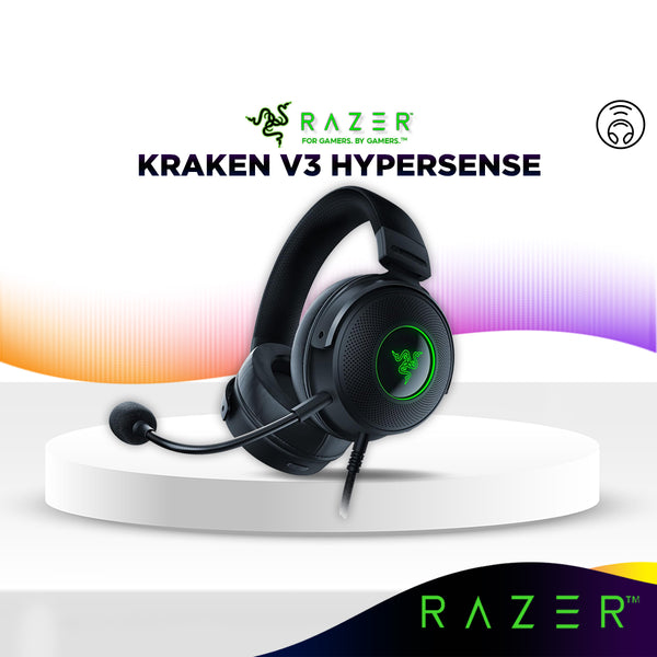 Razer Kraken V3 HyperSense Wired USB Gaming Headset with Haptic Technology | Triforce Titanium 50mm Driver | THX Spatial