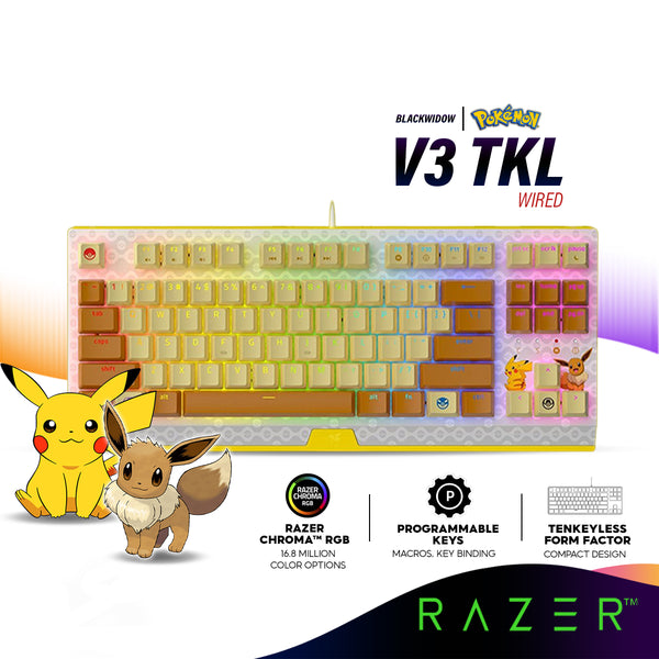 Razer BlackWidow V3 Tenkeyless Compact Mechanical Keyboard with Razer Chroma RGB - Pokémon Edition (Razer™ Green Switch)