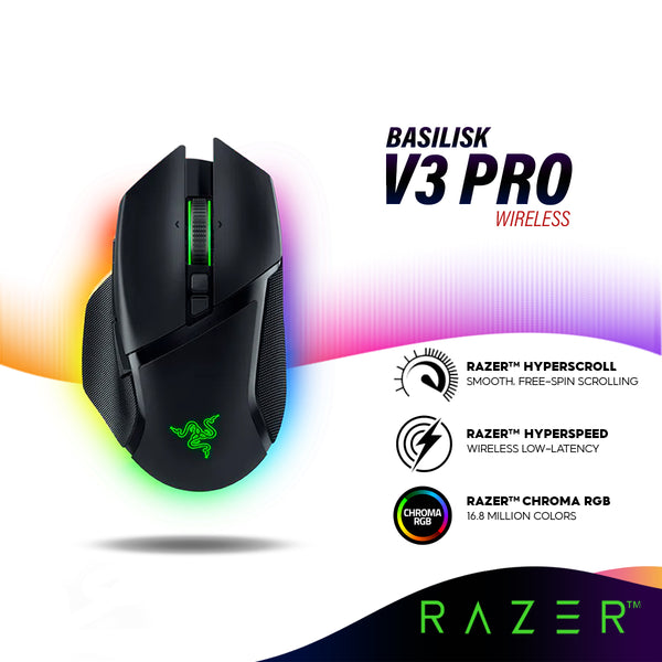 Razer Basilisk V3 Pro Customizable Wireless Gaming Mouse with Razer HyperScroll Tilt Wheel