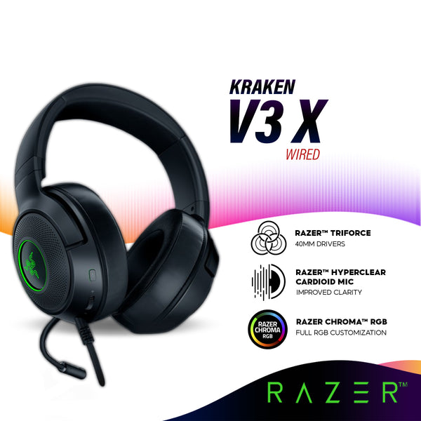 Razer Kraken V3 X Wired USB Gaming Headset | Razer™ TriForce Driver | Razer Chroma RGB 7.1 (RZ04-03750300-R3M1)