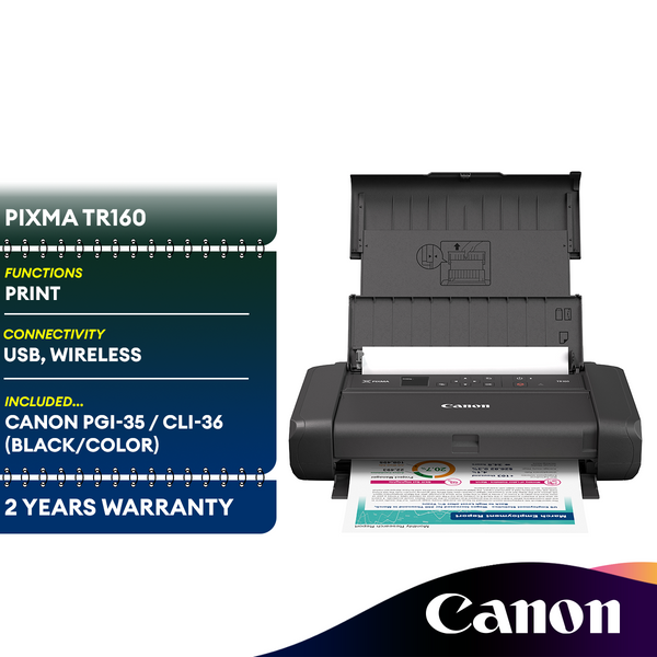 TR160 Wireless Mobile Printer Inkjet Printer with Removable Battery and USB Charging