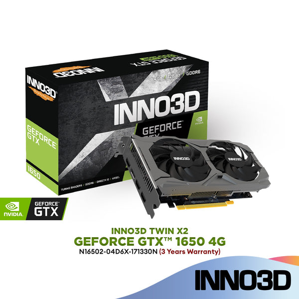 INNO3D GEFORCE GTX 1650 GDDR6 TWIN X2 OC V3 Graphics Card | N16502-04D6X-171330N