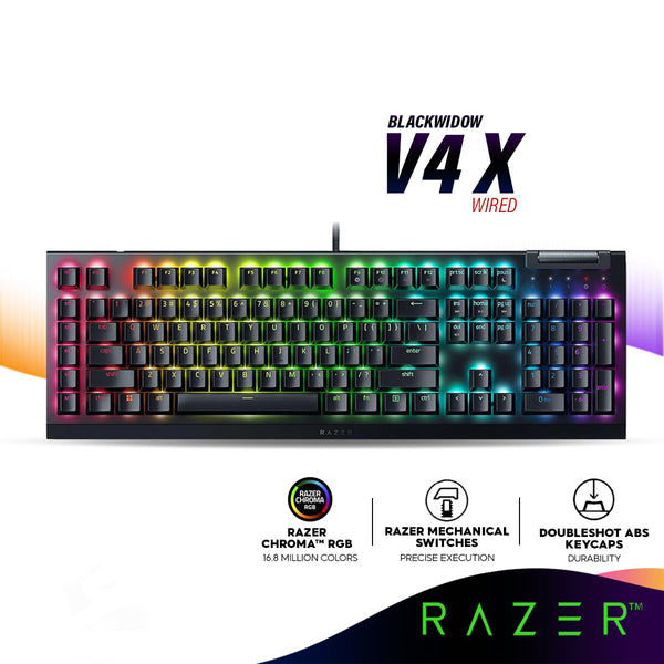 Razer BlackWidow V4 X Mechanical Full Size Chroma RGB Gaming Keyboard | 6 Dedicated Macro Keys | Multi-Function Roller