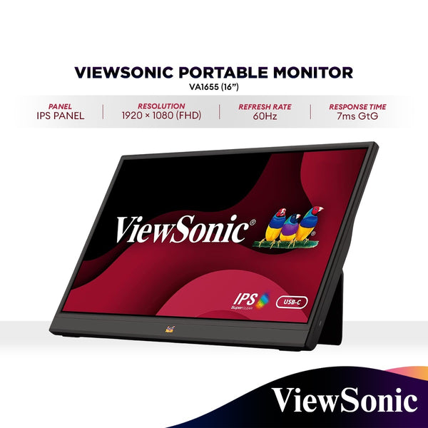 ViewSonic VA1655 16" FHD Lightweight Portable Monitor | IPS | 60W USB-C