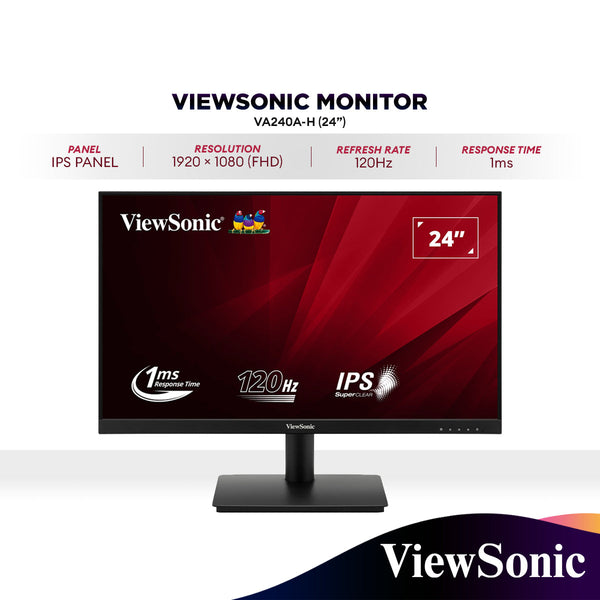 ViewSonic VA240A-H (24") Full HD IPS Frameless Monitor | 120Hz | 1ms | 1080p