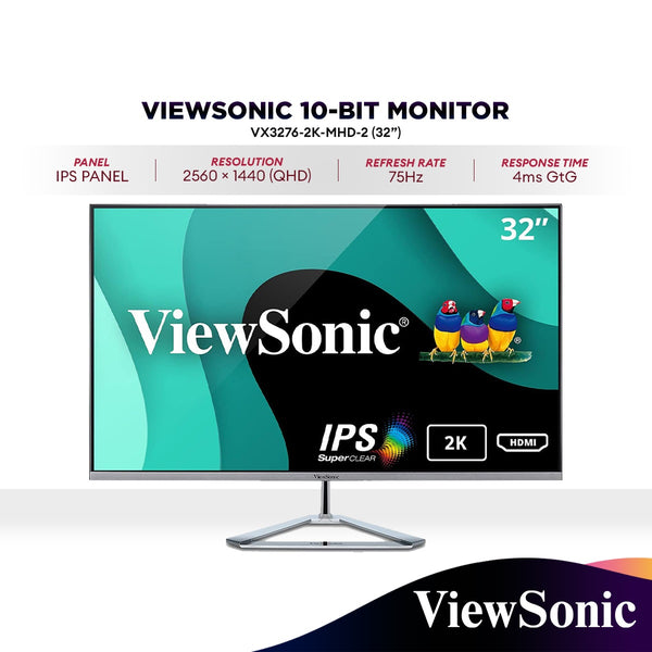 ViewSonic VX3276-2K-MHD-2 32” QHD 75Hz SuperClear IPS Monitor | Build-in Speaker | HDR10 | 1440p