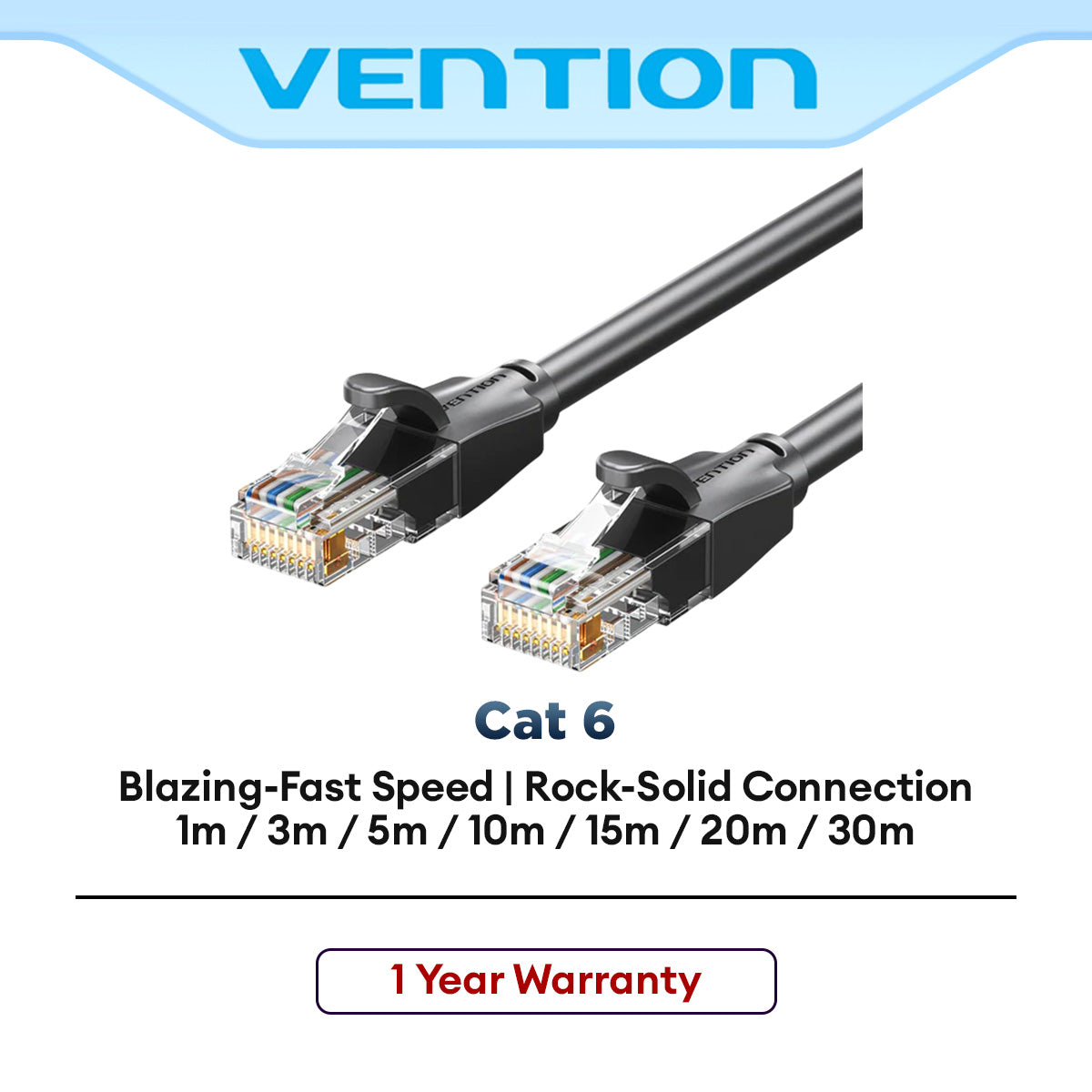 Vention Cat.6 UTP Patch Cable Black for High-Speed Network Connection ...