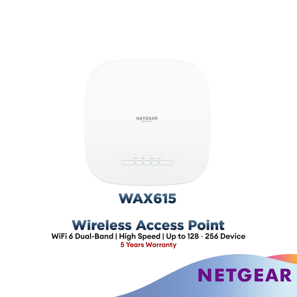 Netgear WAX615 AX3000 Cloud Managed Wireless Access Point - WiFi 6 Dual-Band
