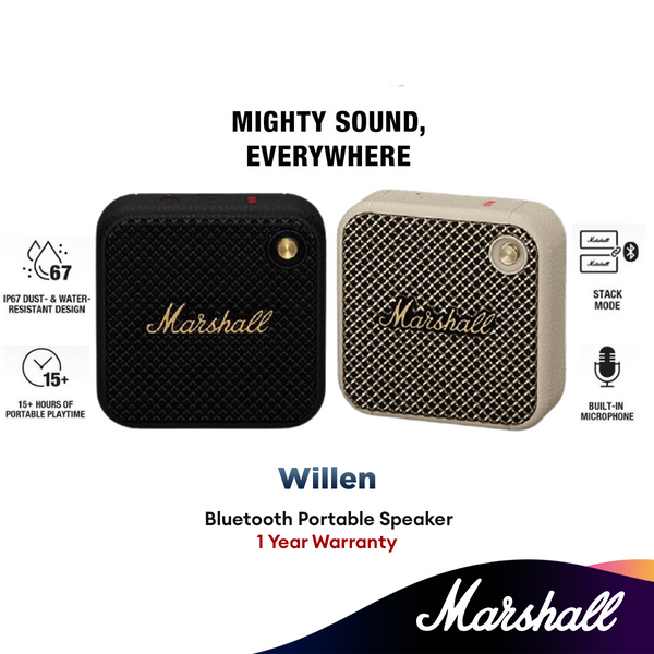 Marshall Willen Bluetooth Portable Speaker -Black & Brass