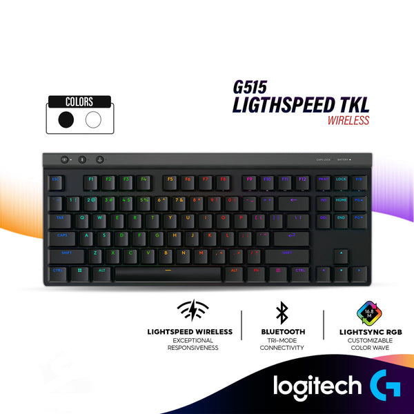 Logitech G515 LIGHTSPEED TKL Low Profile Wireless Gaming Keyboard, LIGHTSYNC RGB, Thin Tenkeyless Design, PBT Keycaps