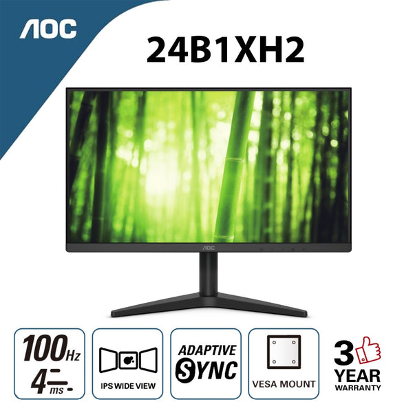 AOC 23.8" 24B1XH2 (FHD/IPS/100Hz/4ms) Adaptive Sync Ultra Slim Monitor