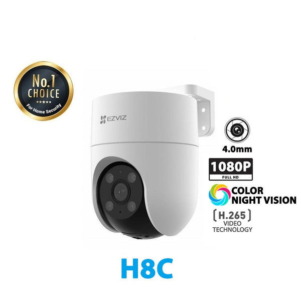 Ezviz H8C 1080P/ H8C 2K⁺ 1440P 4MP Pan & Tilt Rotate 360° Outdoor Smart Color Night Vision, Two Way Talk Wi-Fi Camera